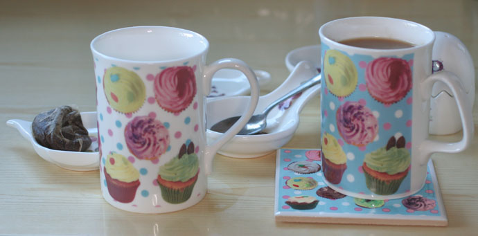 Digital ceramic decals on mugs